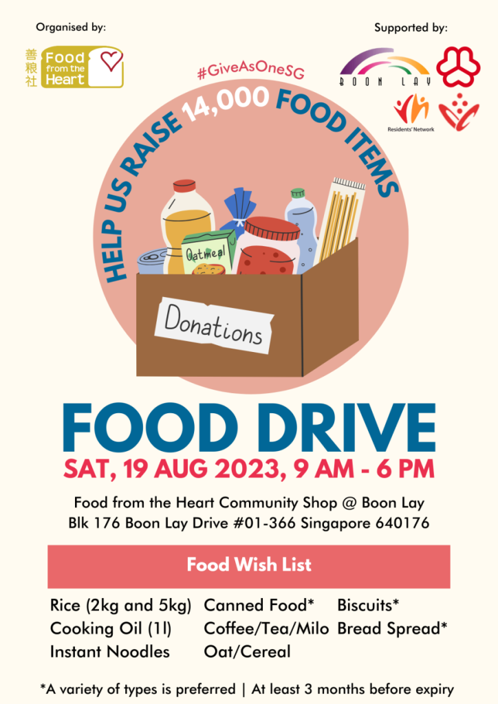 GiveAsOneSG Food Donation Drive Food from the Heart